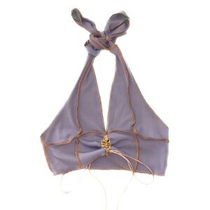 Pewter Reverse Stitch Halter Crop Top